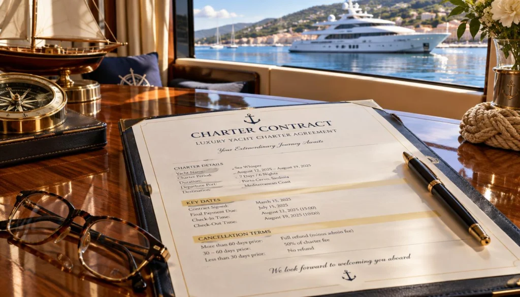 Charter contract review covering dates and cancellation terms