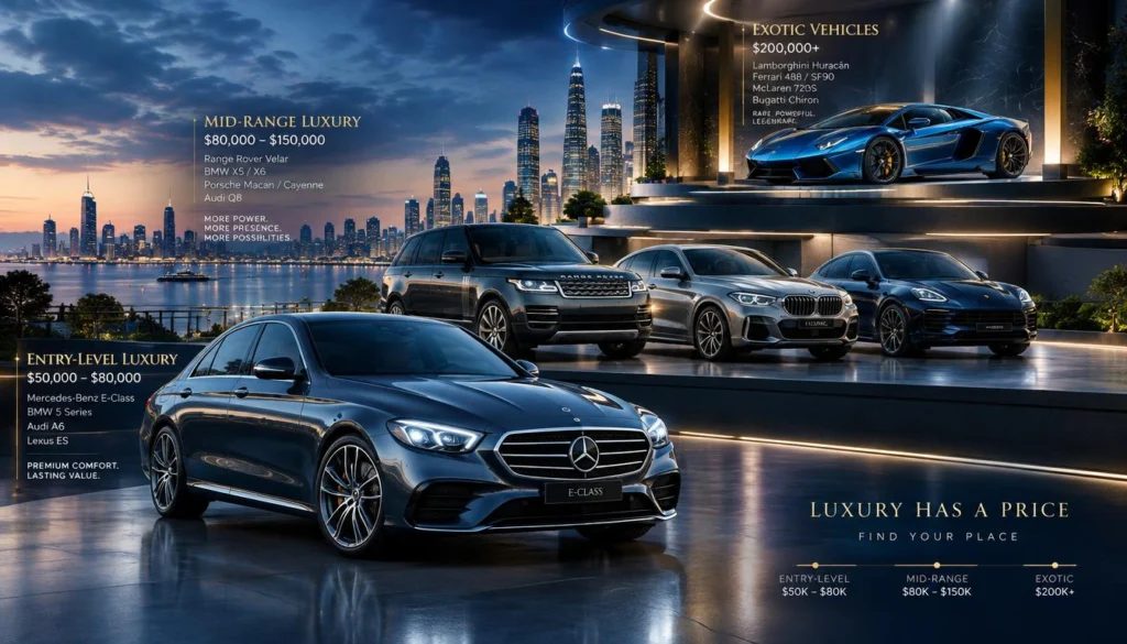 Luxury car brands: luxury car price tiers from entry models to exotic vehicles