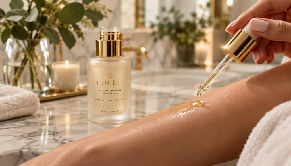 New skin care product tested on a small area of skin
