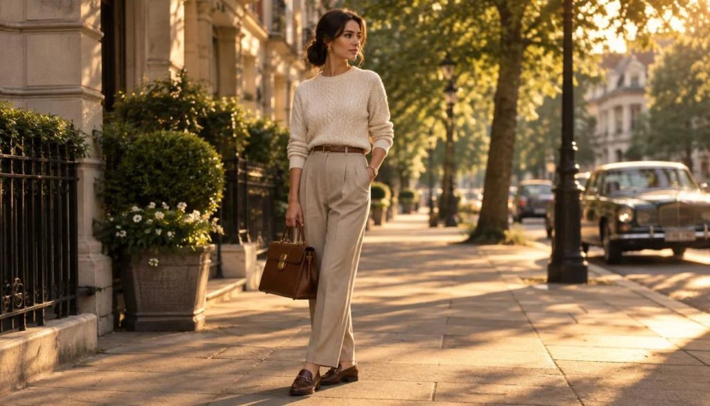 Old money style for casual outfits with knitwear and loafers