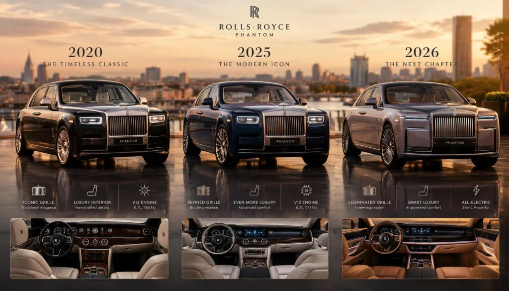 Rolls-Royce Phantom 2020, 2025, and 2026 listings compared