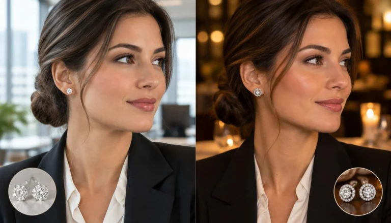 Diamond Stud Earrings in Classic Round and Halo Styles 8